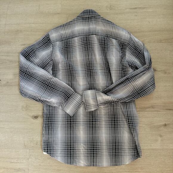 Tailorbyrd Men's Classic Fit Black White Patterned Button Up Shirt Size Large - Picture 2 of 6